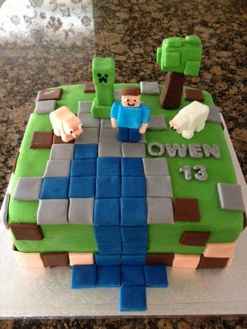 Minecraft cake for Owens 13th Birthday