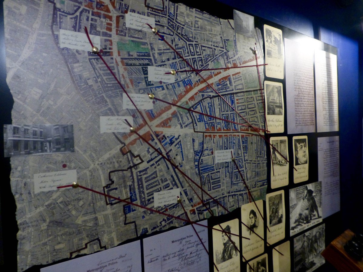 Police map of the Ripper Murders in the Whitechapel museum London , ripper