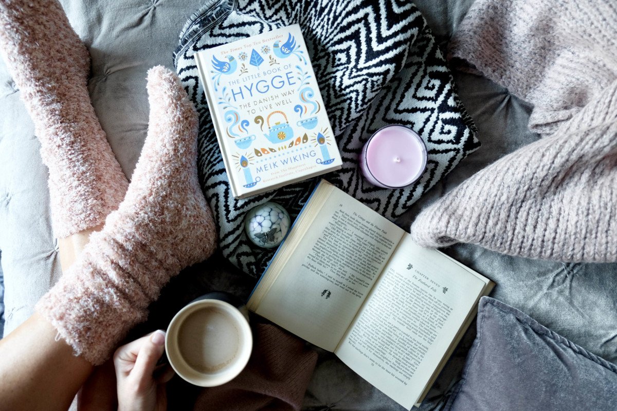 The Hygge Experiment. cosy socks hygge book and coffee