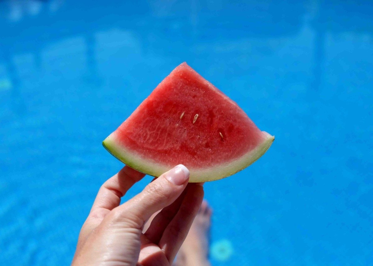 Get the camera out more watermelon in pool