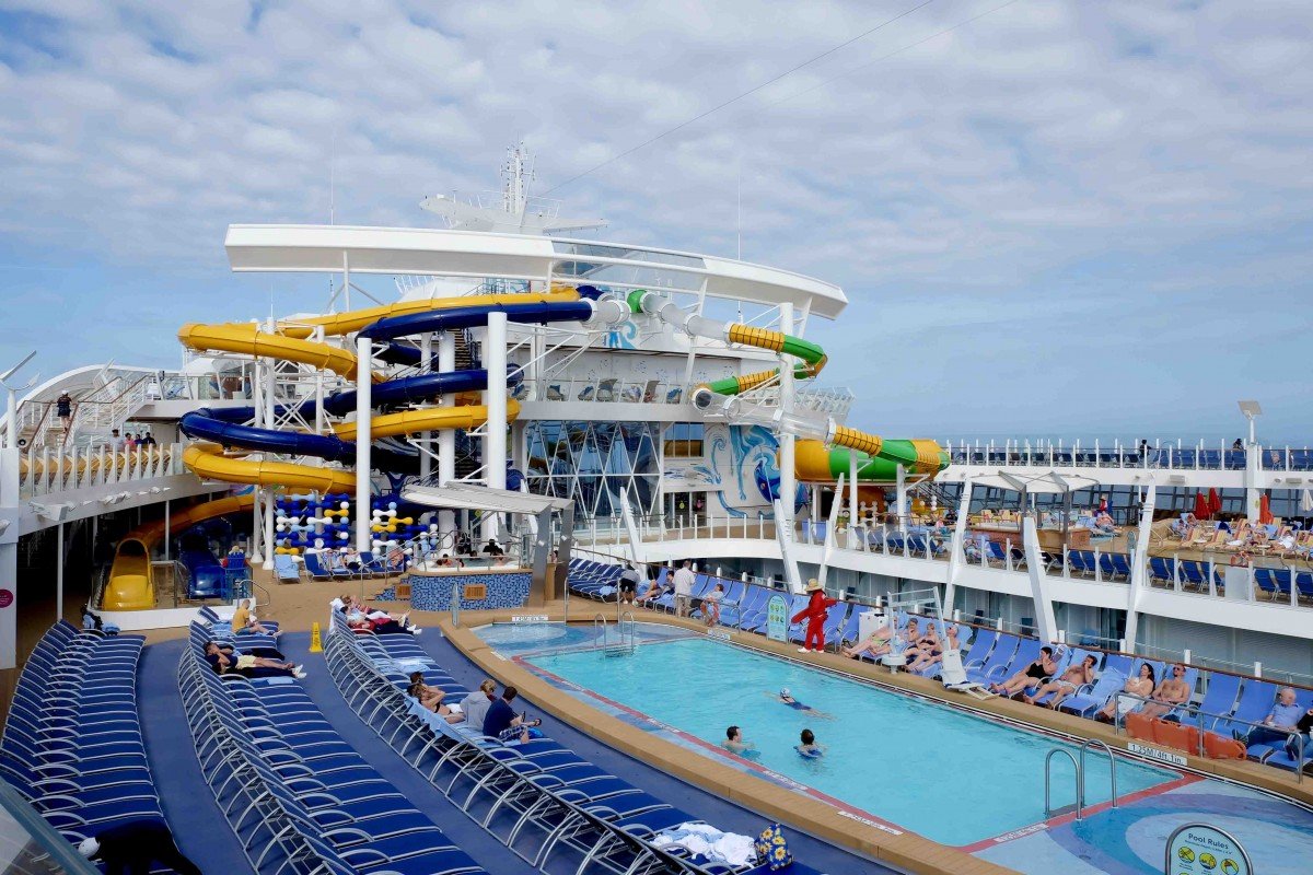 The pool and slides onboard symphony of the seas Royal Caribbean the perfect storm