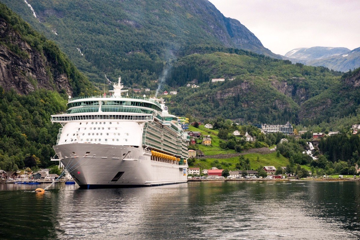The Independence of the Seas docked at the end of the Gerianger fjord