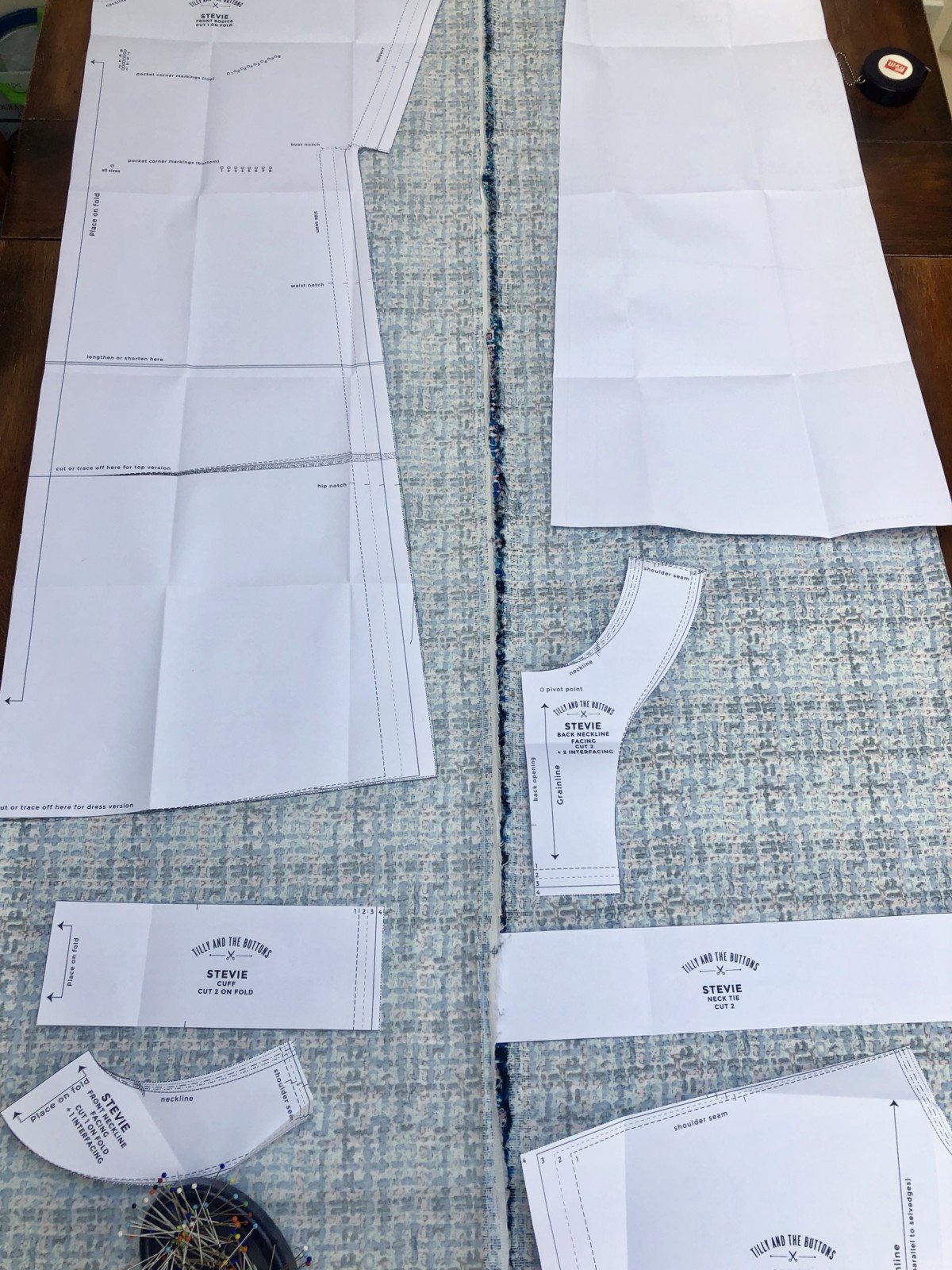 Sewing a stevie dress for beginners, The first rule of thumb is to check, check and check again before you cut! The Tilly and the Buttons instruction book tells you how to arrange your fabric how to lay out your pattern so that it fits. 