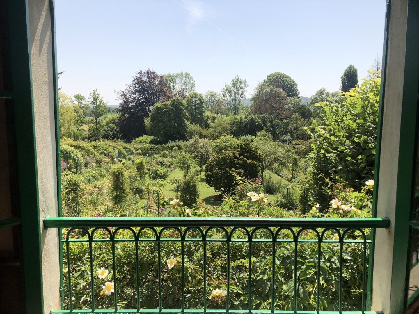 The view from Claude Monets bedroom over the gardens of Giverny