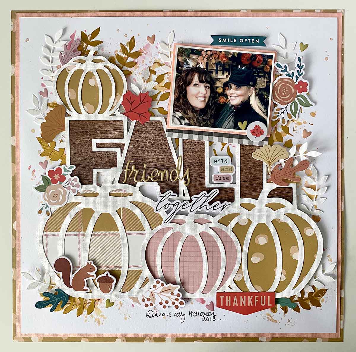 Free Fall Pumpkin cut file for scrapbooking. Autumn fall layout with a free png