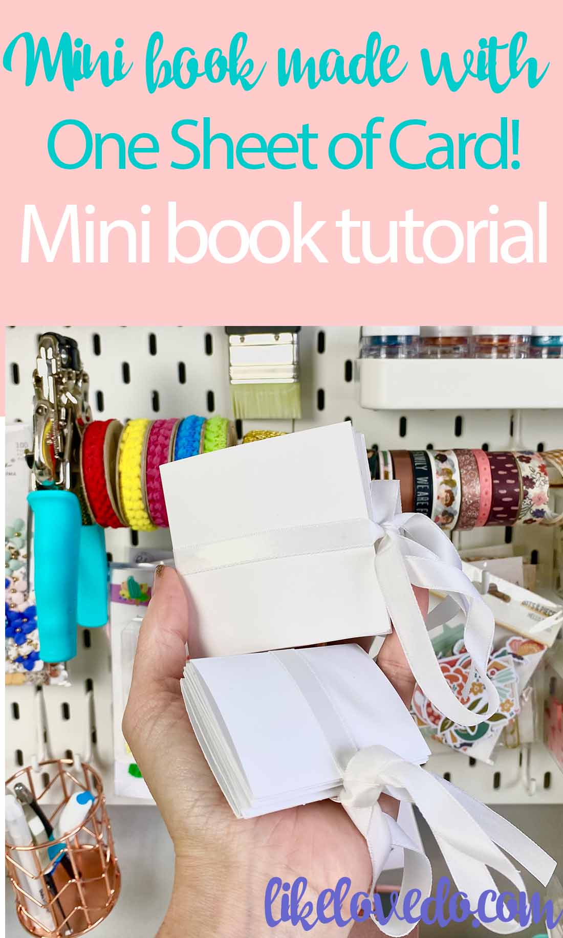  One page mini book tutorial made from one sheet of card A4 and 12 x12