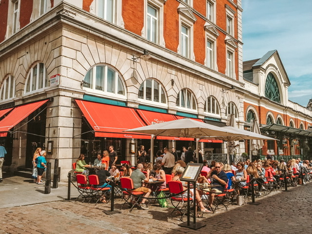Tuttons brasserie in Covent Garden with outside seating on the piazza 