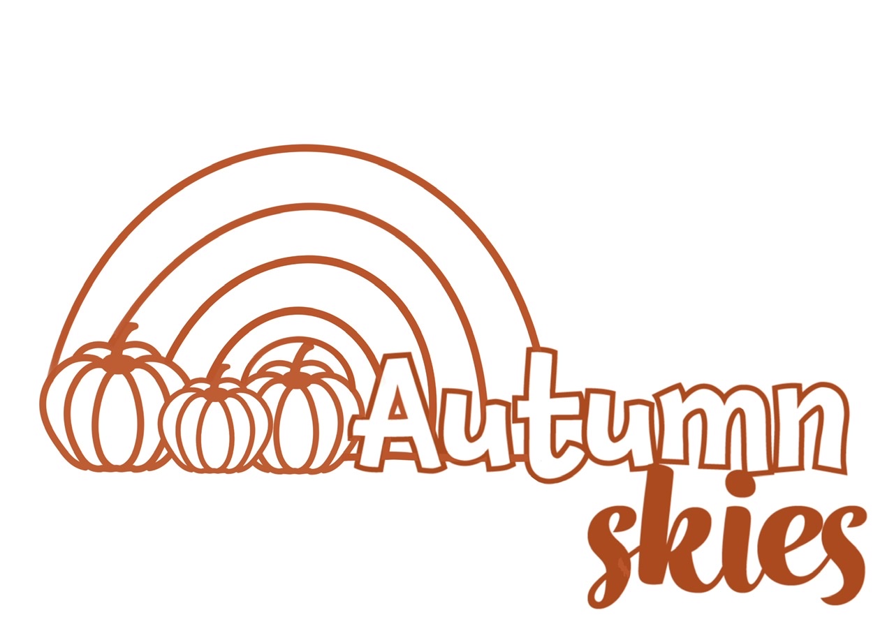 Free Autumn skies Cut file with rainbow and pumpkins free svg