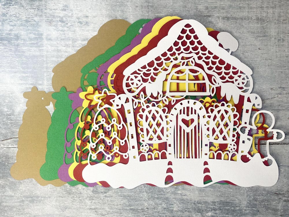  Layered Gingerbread House SVG file for cutting on Cricut or Silhouette 
