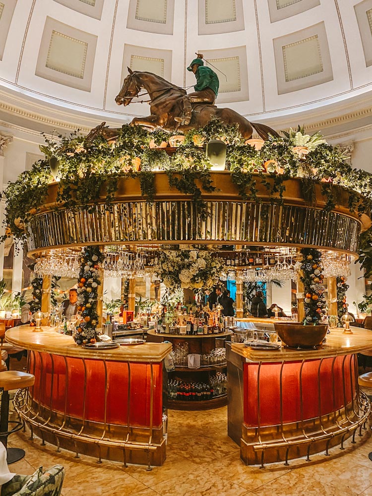 The race house in the Ivy Montpellier brasserie in Cheltenham in a restored rotunda building at the top of Montpelier which was also once a bank!