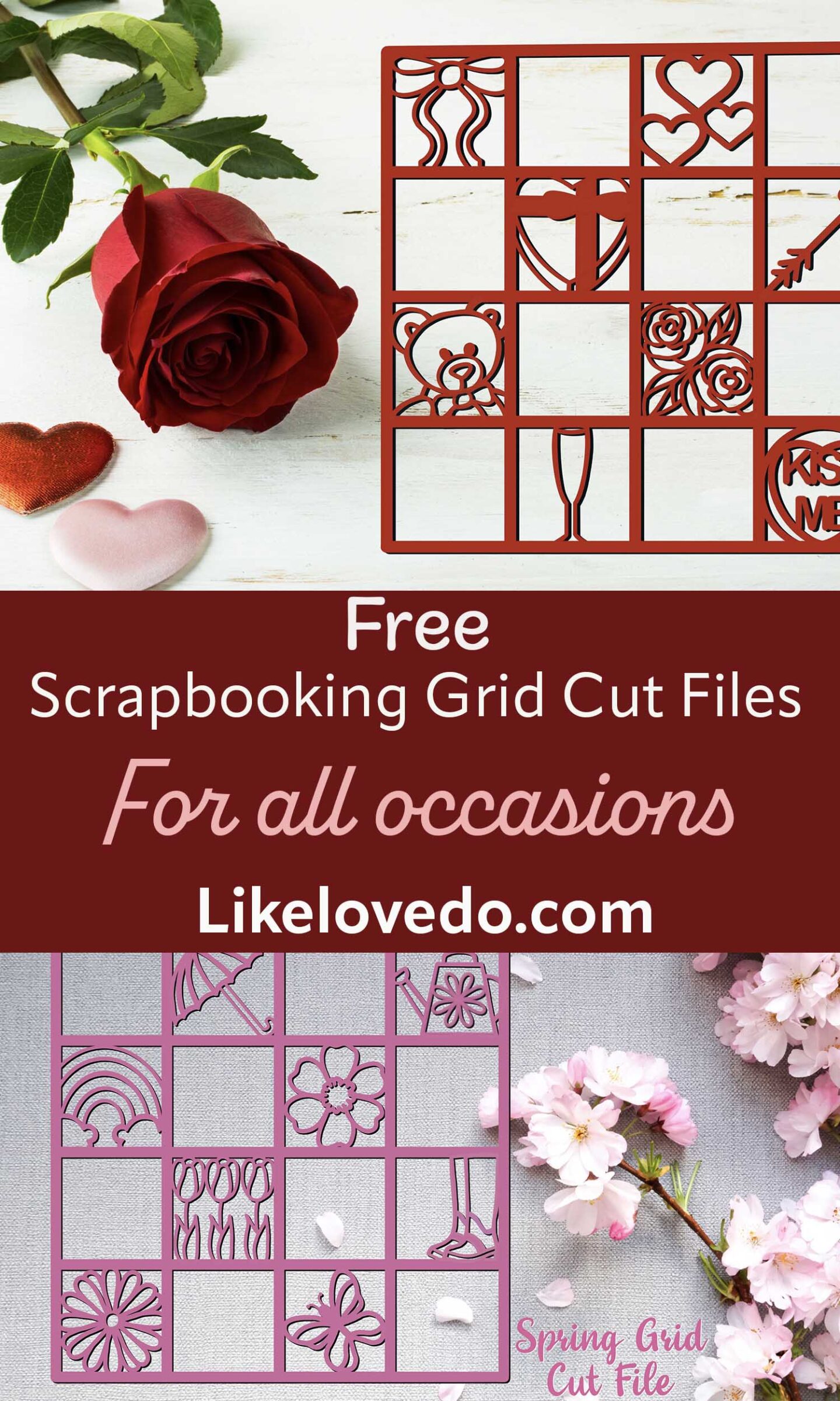 Free scrapbooking grid cutfiles for all occasions New year, valentines and each season for easy scrapbooking