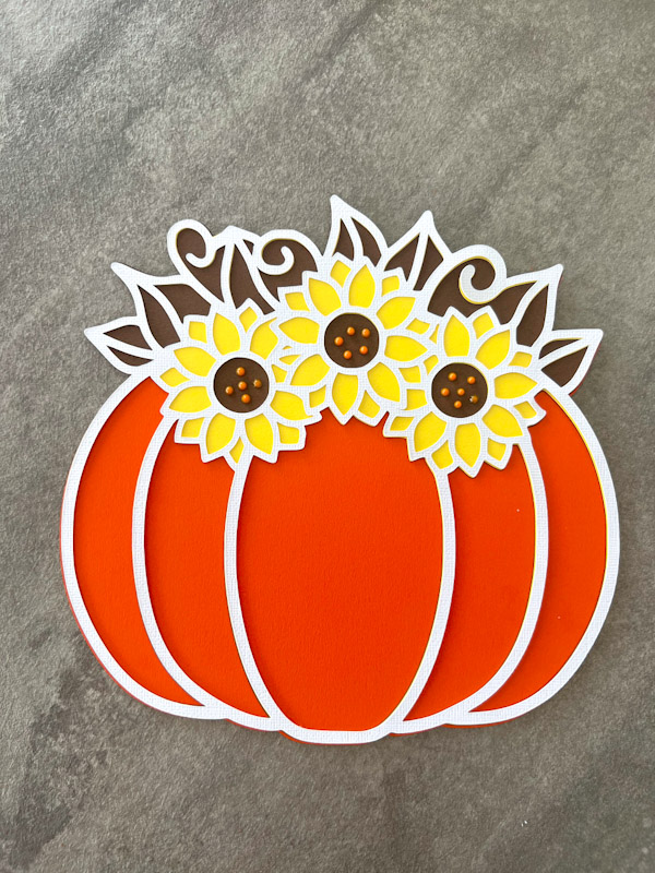 Free 3D Layered Sunflower pumpkin SVG for card crafts and Cricut.