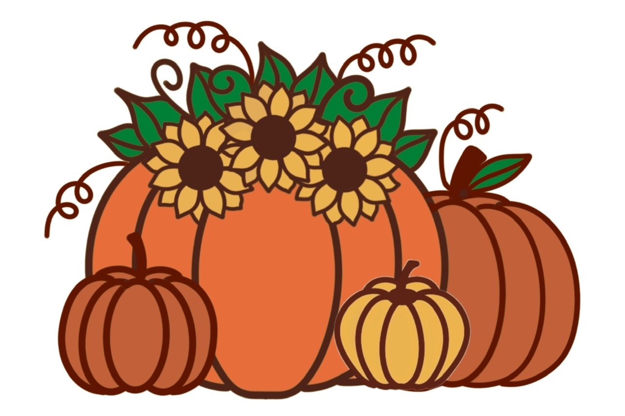 Free Autumn Pumpkin pile svg 5 layer With sunflowers image