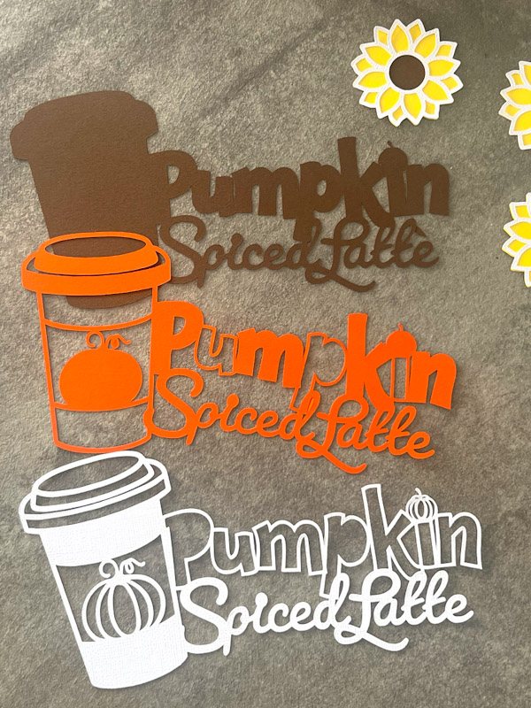 3 layers of the 3D Layered Pumpkin spice Latte SVG