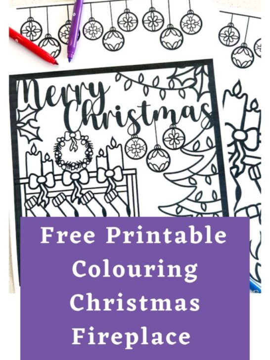 Free Christmas Fireplace Colouring Page