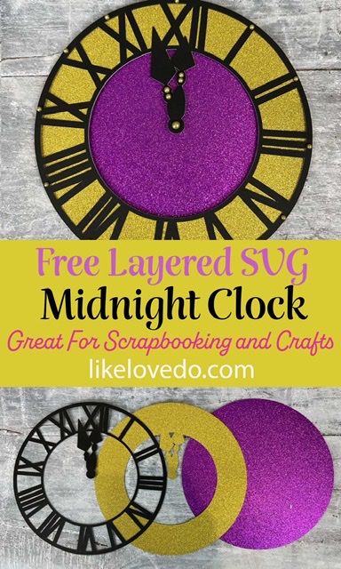 Layered Midnight Clock face SVG has a classic Roman numeral face pin image 