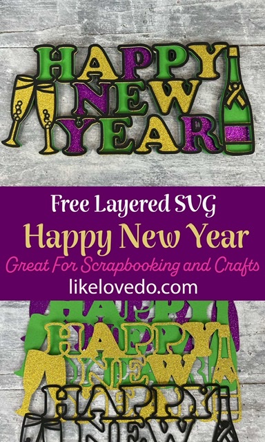 Layered Champagne Happy New Year SVG Pin image 