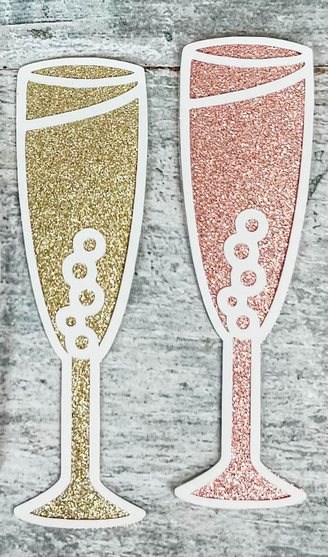 Layered Champagne Glass SVG close up rose and Prosecco
